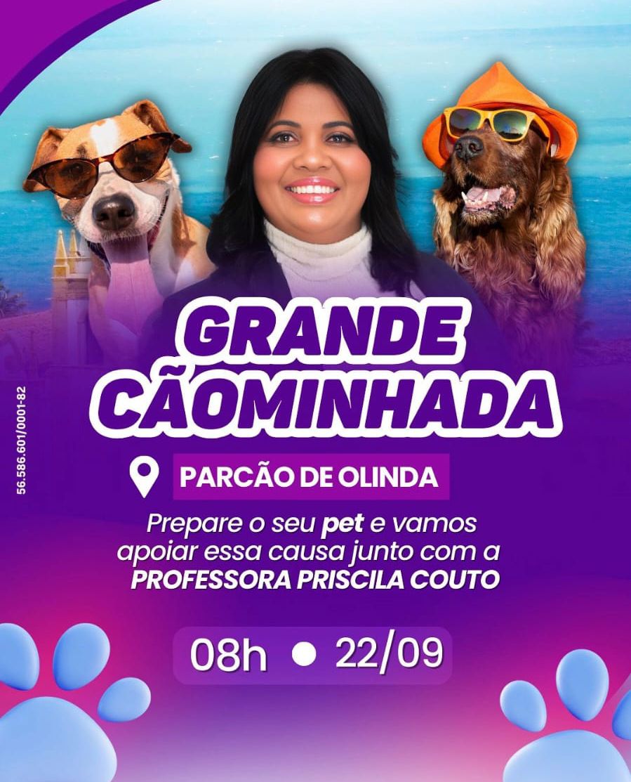 GRANDE CÃOMINHADA ORGANIZADA PELA PROFESSORA PRISCILA COUTO MOBILIZA DEFENSORES DOS ANIMAIS EM OLINDA