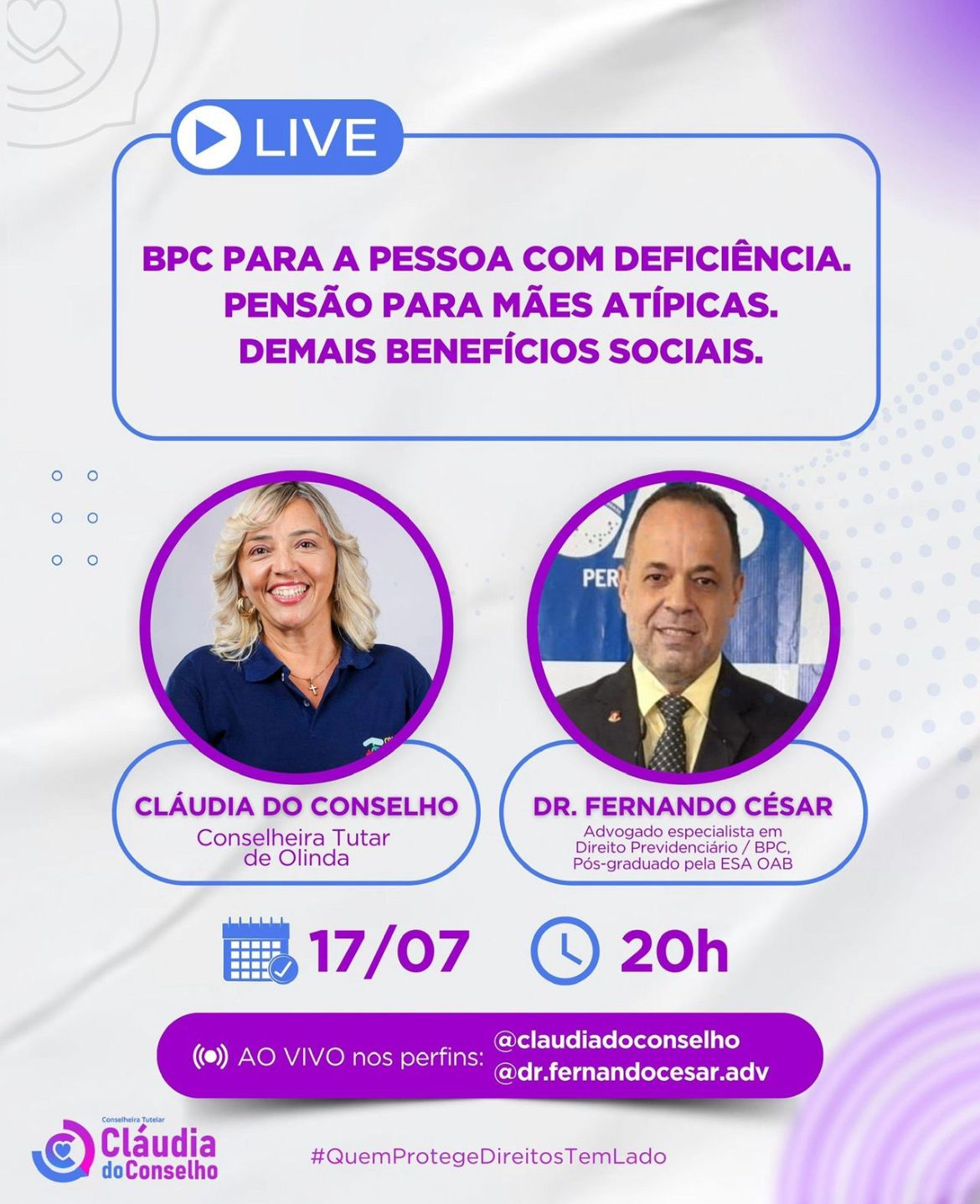LIVE DISCUTE BPC, PENSÃO PARA MÃES ATÍPICAS E BENEFÍCIOS SOCIAIS COM ESPECIALISTAS